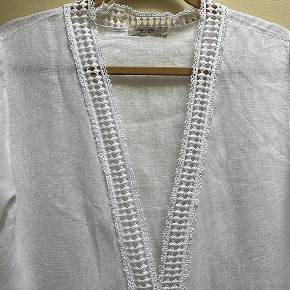 LUNGO L’ARGO 100% linen long shirt, L - Picture 8 of 9
